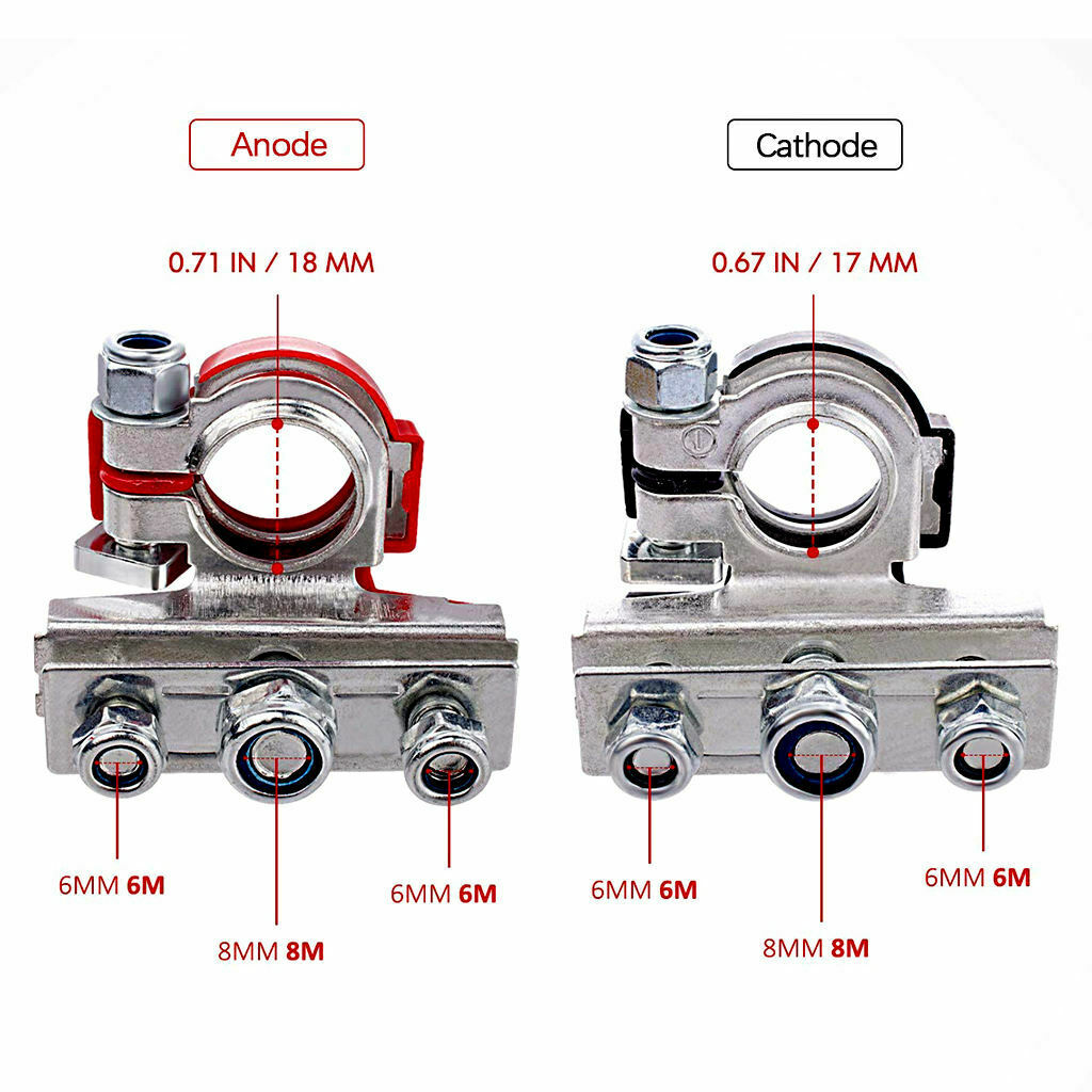 1 Pair Battery Terminals 3-Way Car Battery Pole Clamps, Easy Wiring and Strong