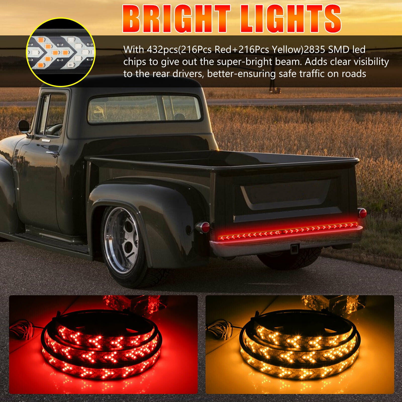48" inch 432-LED Truck Strip Tailgate Turn Signal Brake Tail Reverse Light Bar