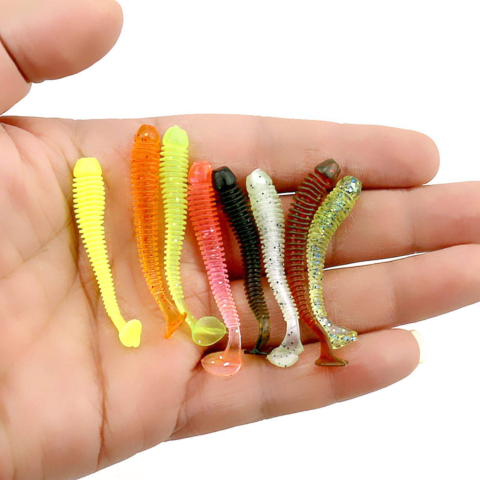 Lot 50pc Soft Plastic Lures Fishing Bait Single tail capuchin maggot Soft Tackle