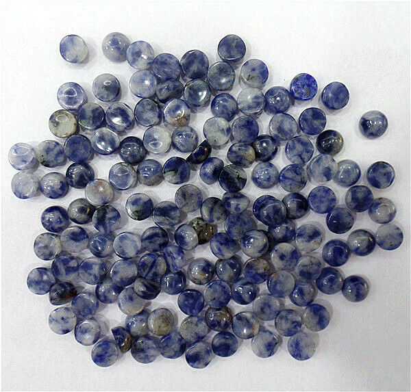 100Pcs 6mm Wholesale Natural Blue Sodalite Round Cab Cabochon Accessories HH7094