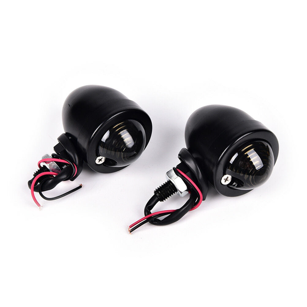 1 Pair Black Metal Motorcycle Cafe Racer Turn Signal Indicator Light Lamp WDDAU