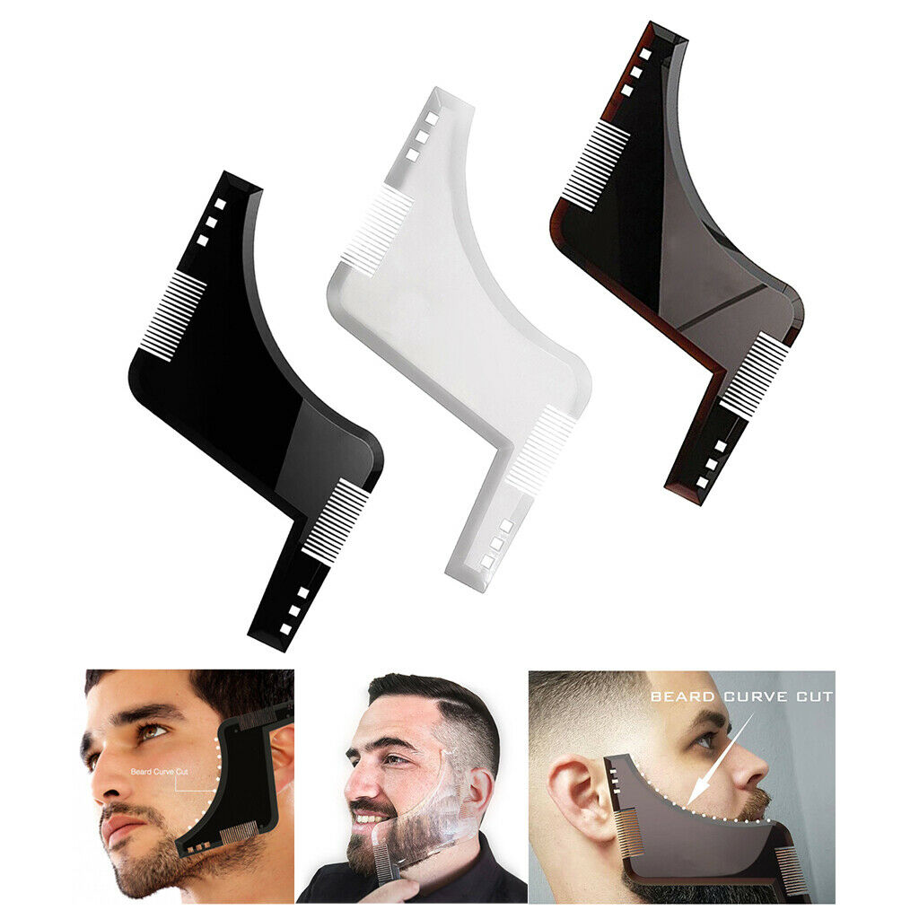3pcs Beard Shaping Tool Styling Template Stencil Beard Comb for Salon Barber