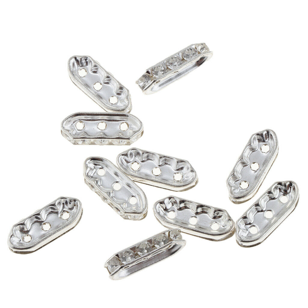 100Pcs Rhinestone 3 Holes Spacer Beads Charms Beads For Choker Bracelet Necklace