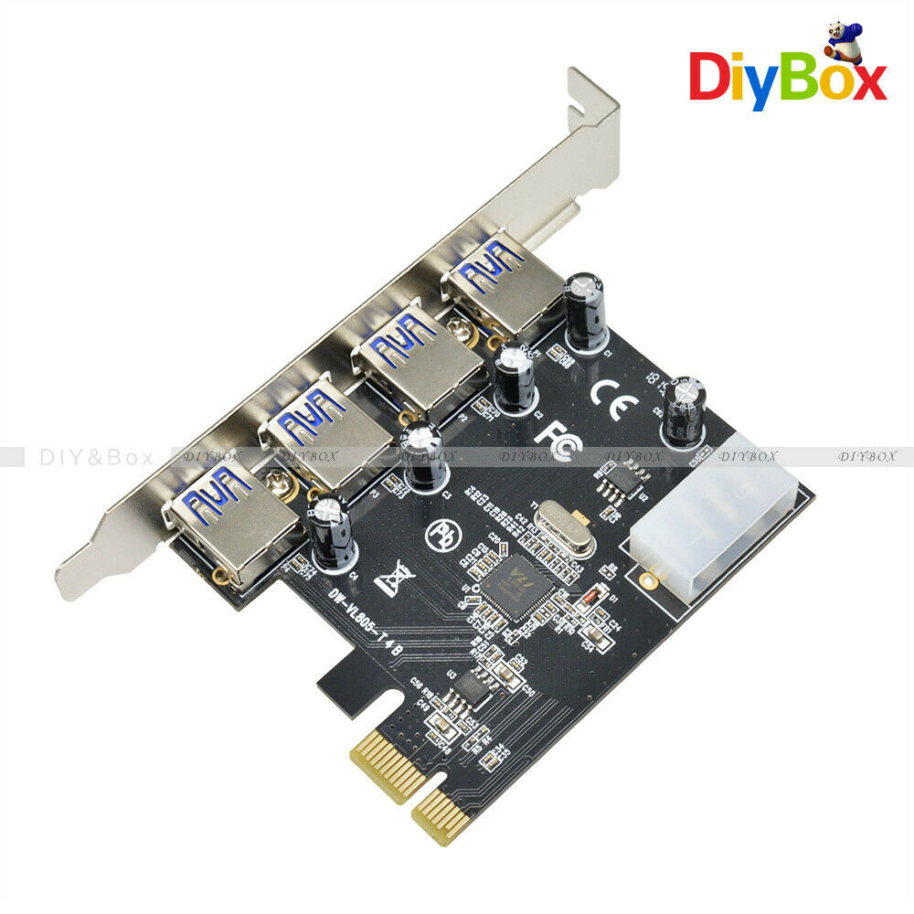 4 Port USB 3.0 PCI Express Card PC Karte Computer Controller Hub PCIe Adapter