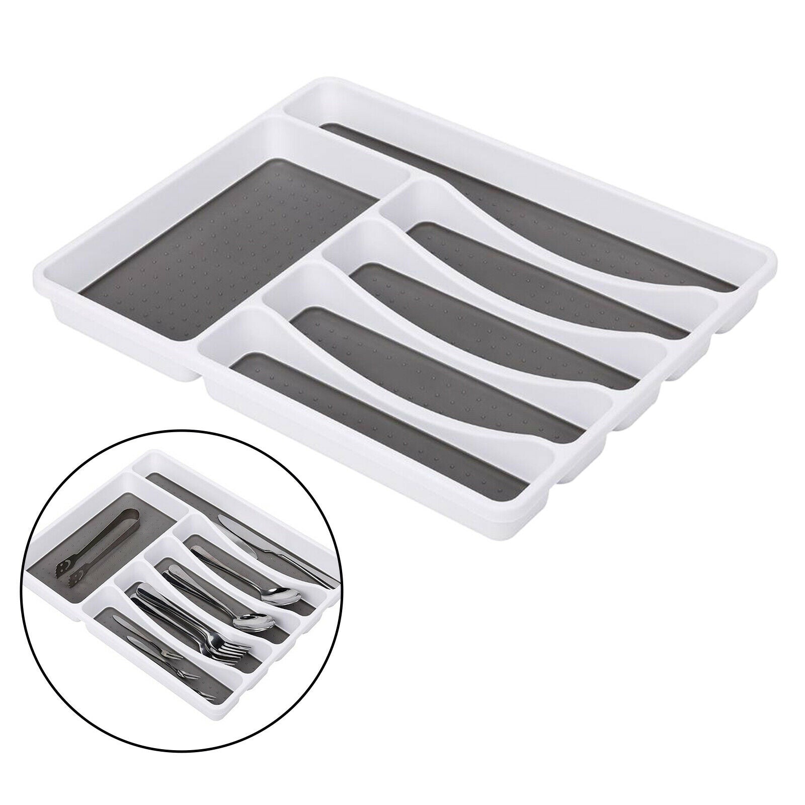 Plastic Kitchen Drawer Divider Tray Insert Silverware Utensils Cutlery Holder