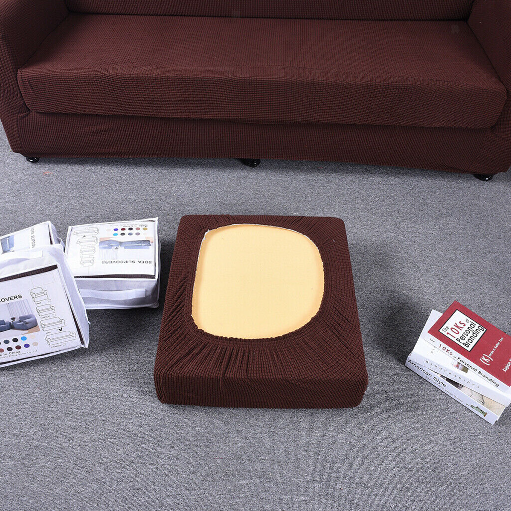 3Pieces Dark Brown _ S Elastic Sofa Futon Seat Bench Cushion Slip Cover Couch