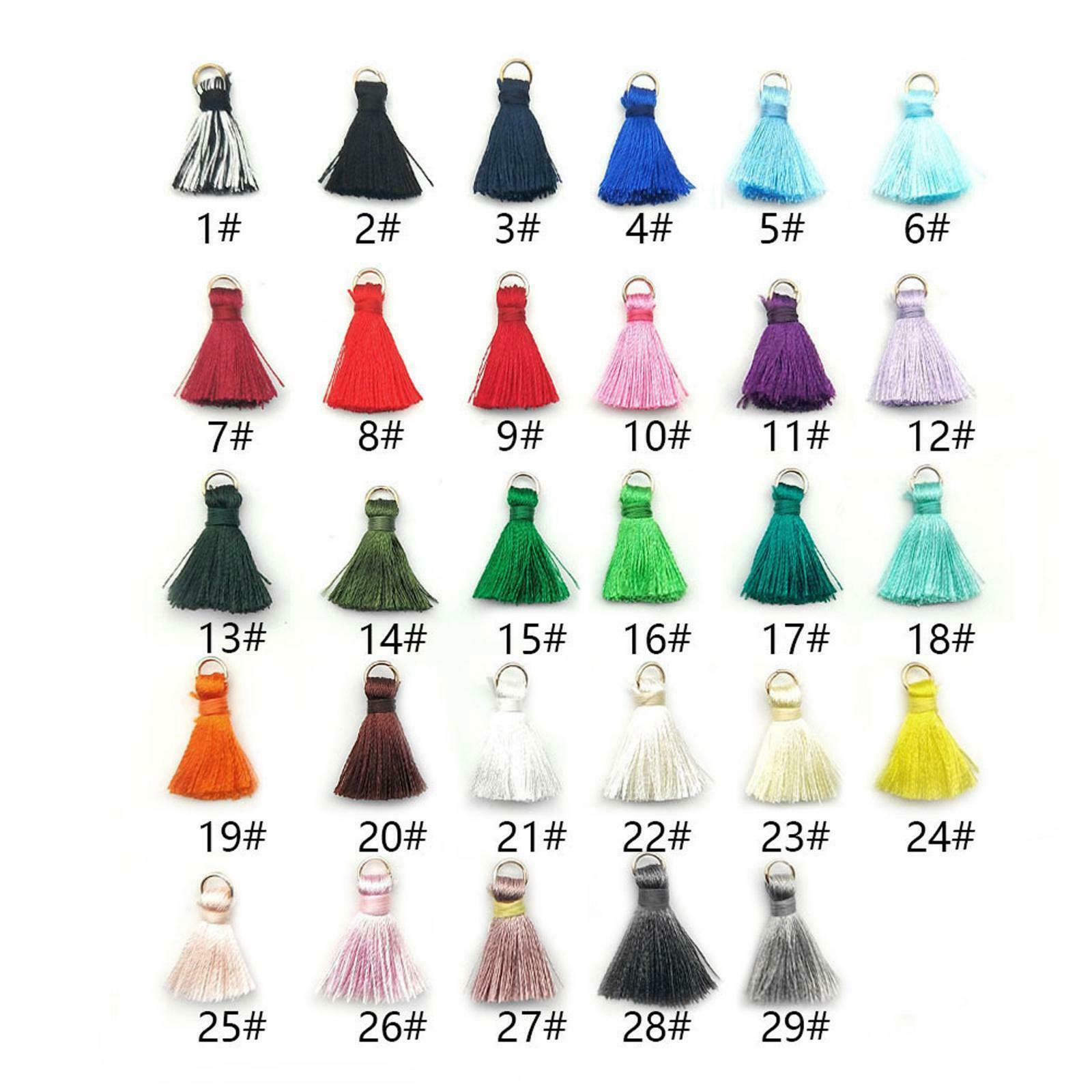 100x Polyester Tassel Mixed Color DIY Pendant Jewelry Making Elegant w/ Rings