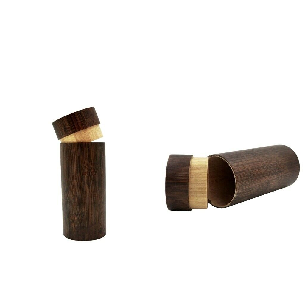 2 Pack Cylinder Bamboo Wood Sunglasses Case Eyewear Eyeglass Glasses Box
