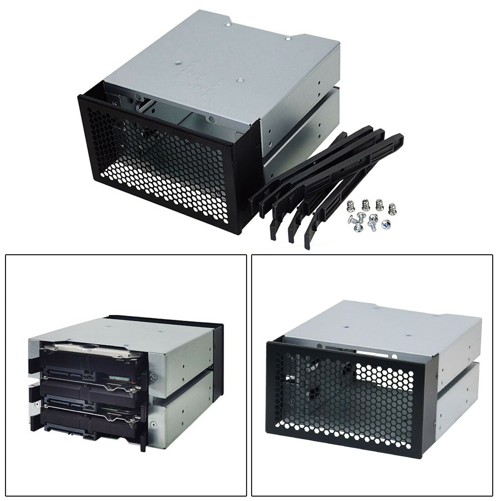 3.5" inch HDD Hard Drive Cage Rack Bracket w/Fan Space SATA Enclosure Tray
