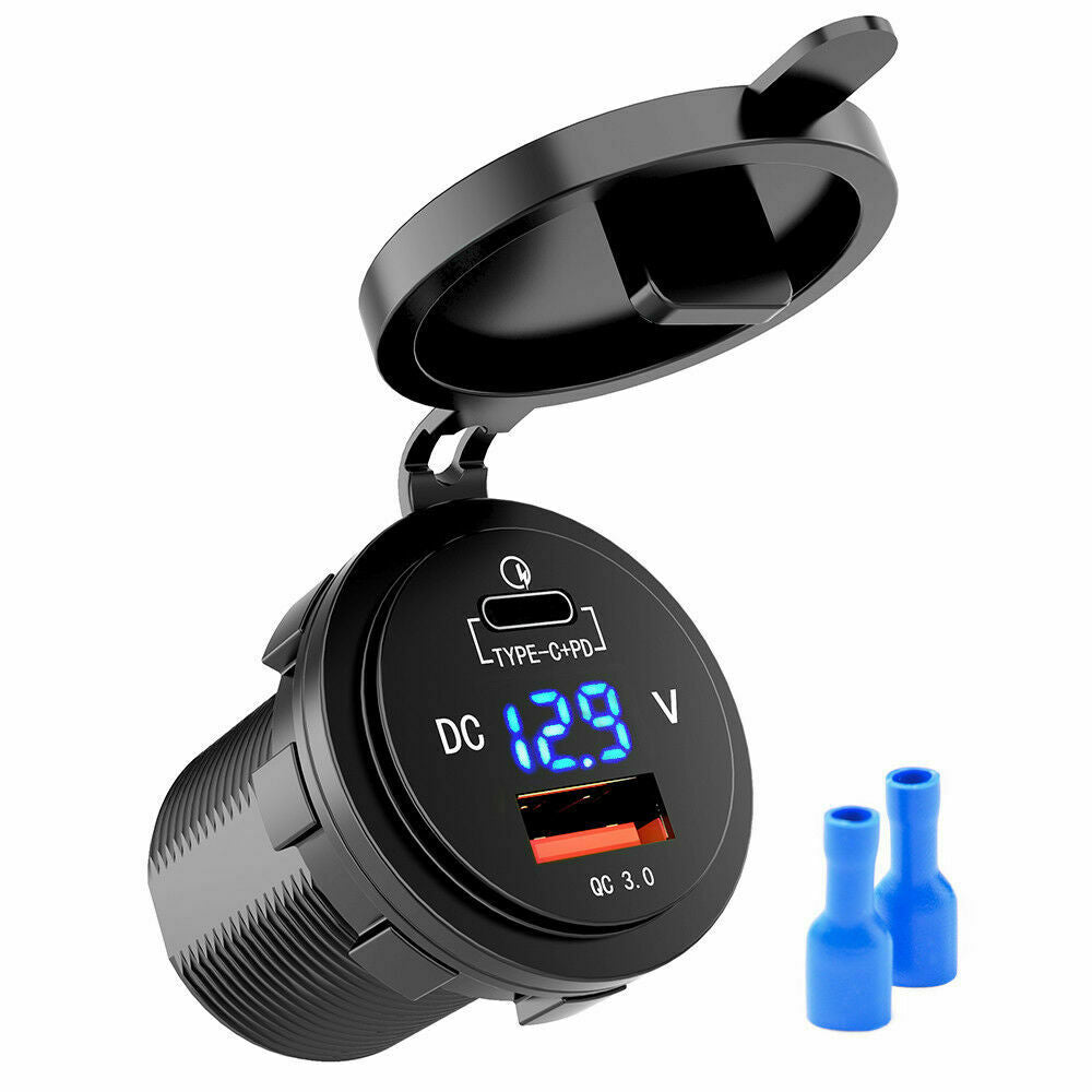 3.0 USB-C Car Charger USB Quick Charge TypeC Charger Socket 12-24v for Car Truck