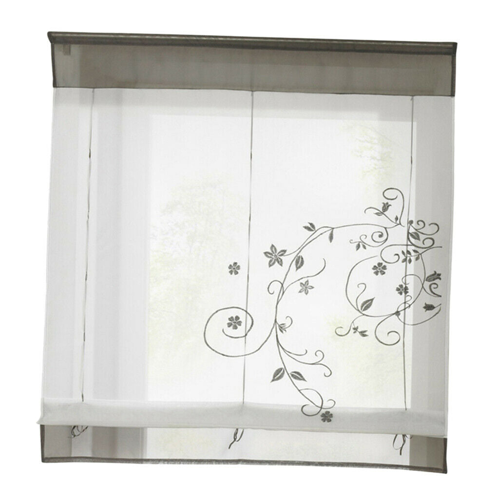 2x Roman Drape Draped Gauze Sheer Window Curtain # 1 Gray, 60x120cm