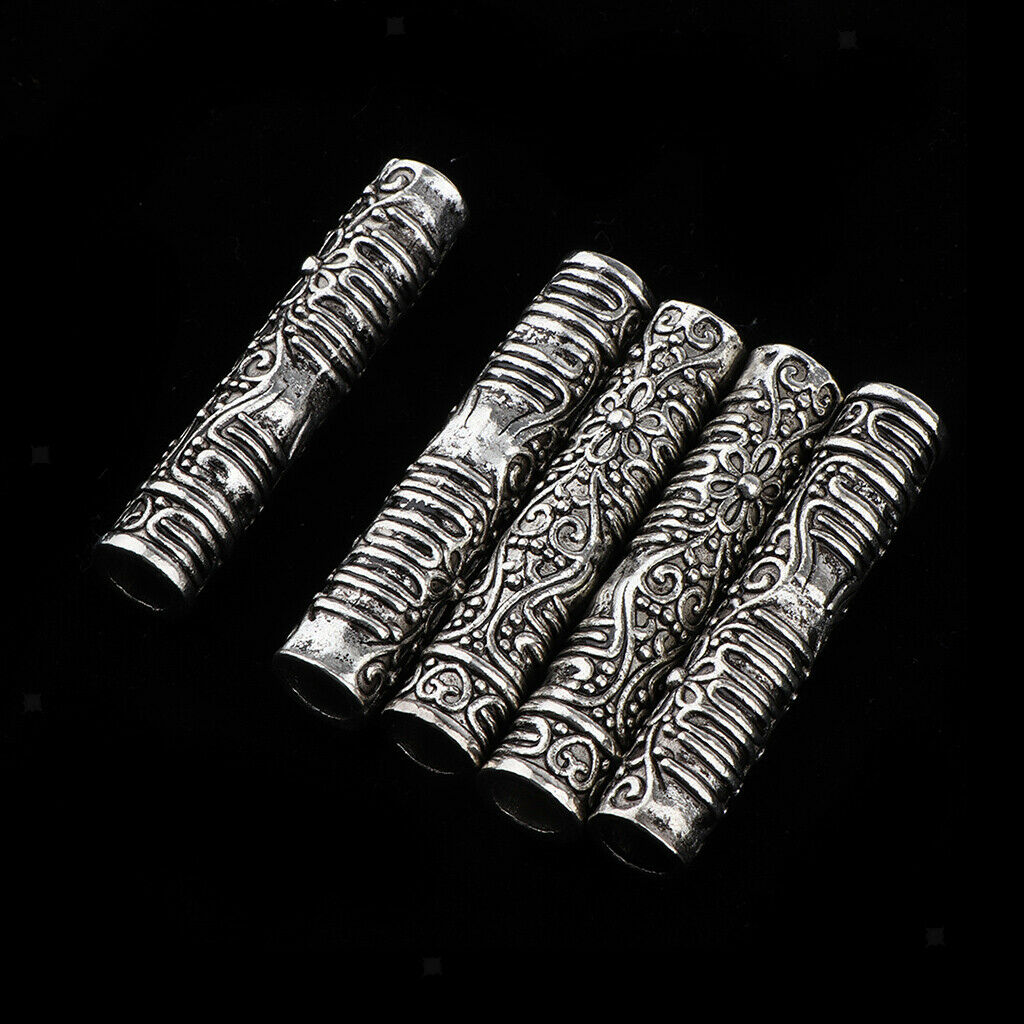 10x Long Hair Cuffs Alloy Dreadlock Beads For DIY Hairstyle Braids Ponytail