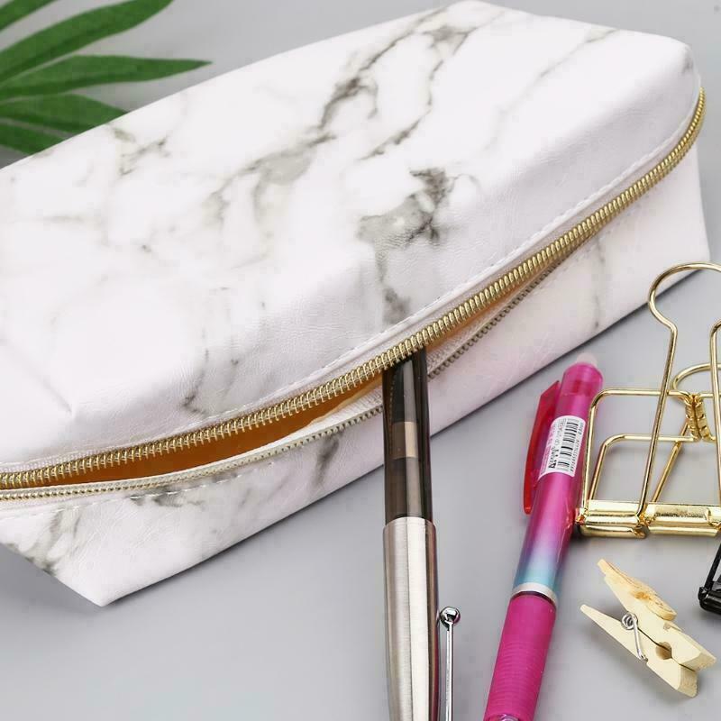 White Cute Pencil Case Pen Box Zipper Bags Makeup Storage Supp.l8