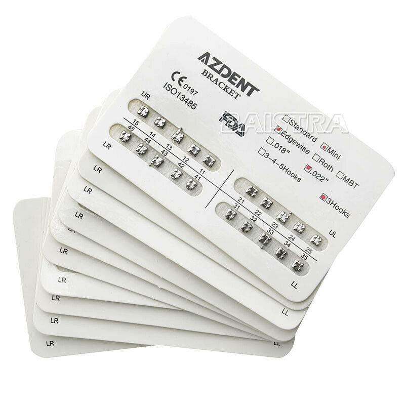 20 Packs AZDENT Dental Orthodontic Bracket Braces Mini Edgewise .022 Hooks on 3