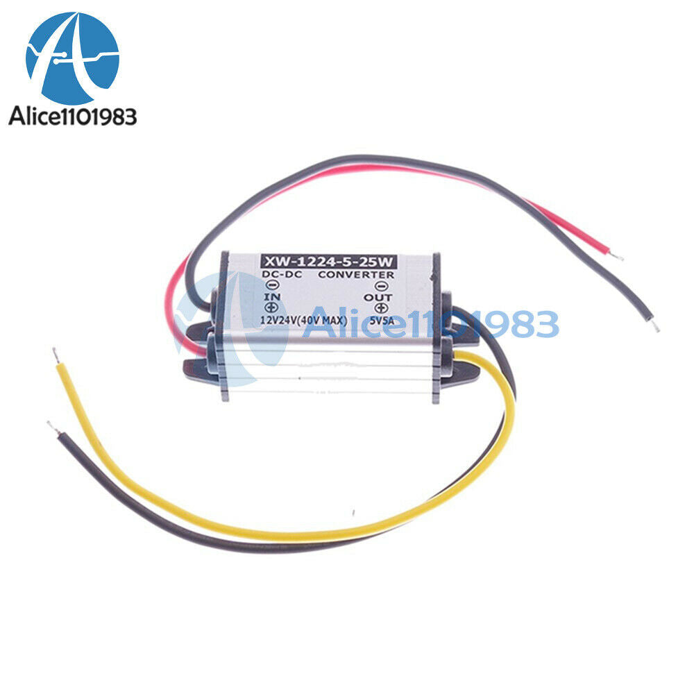 2PCS DC-DC 12V/24V to 5V 5A 25W Converter Step Down Buck Power Supply Regulator