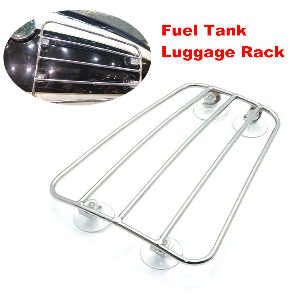 Motorcycle ATV Front Chrome Fuel Tank Luggage Rack Cargo Shelf Bracket Universal