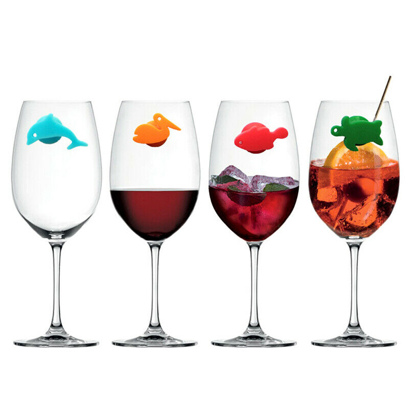 12pcs/set Silicone Marine Animals Wine Glass Marker Drinking Cup Identifi.l8