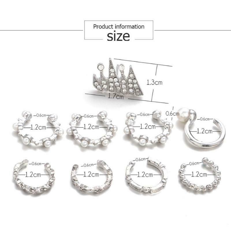 9Pcs Ear Clips Bohemia Ear Cuffs Earrings Non-pierced Ears Fashion Women Girl