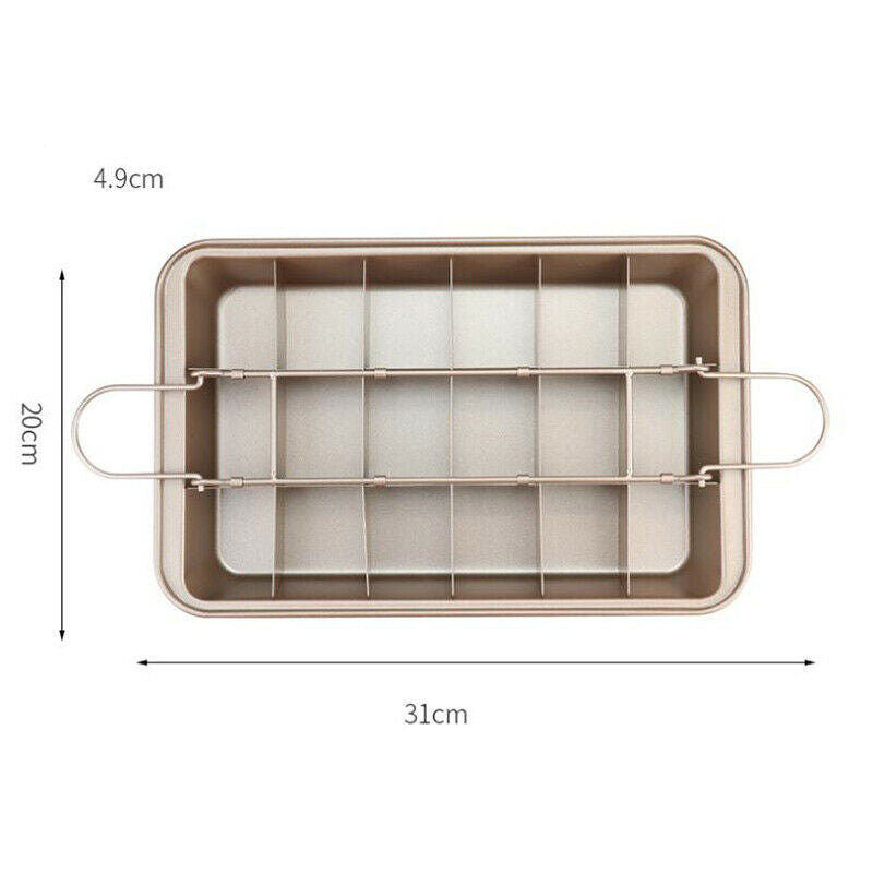 18 Holes Brownie Pan Nonstick Baking Tray Square Cake Mold DIY Baking ToolBDAU
