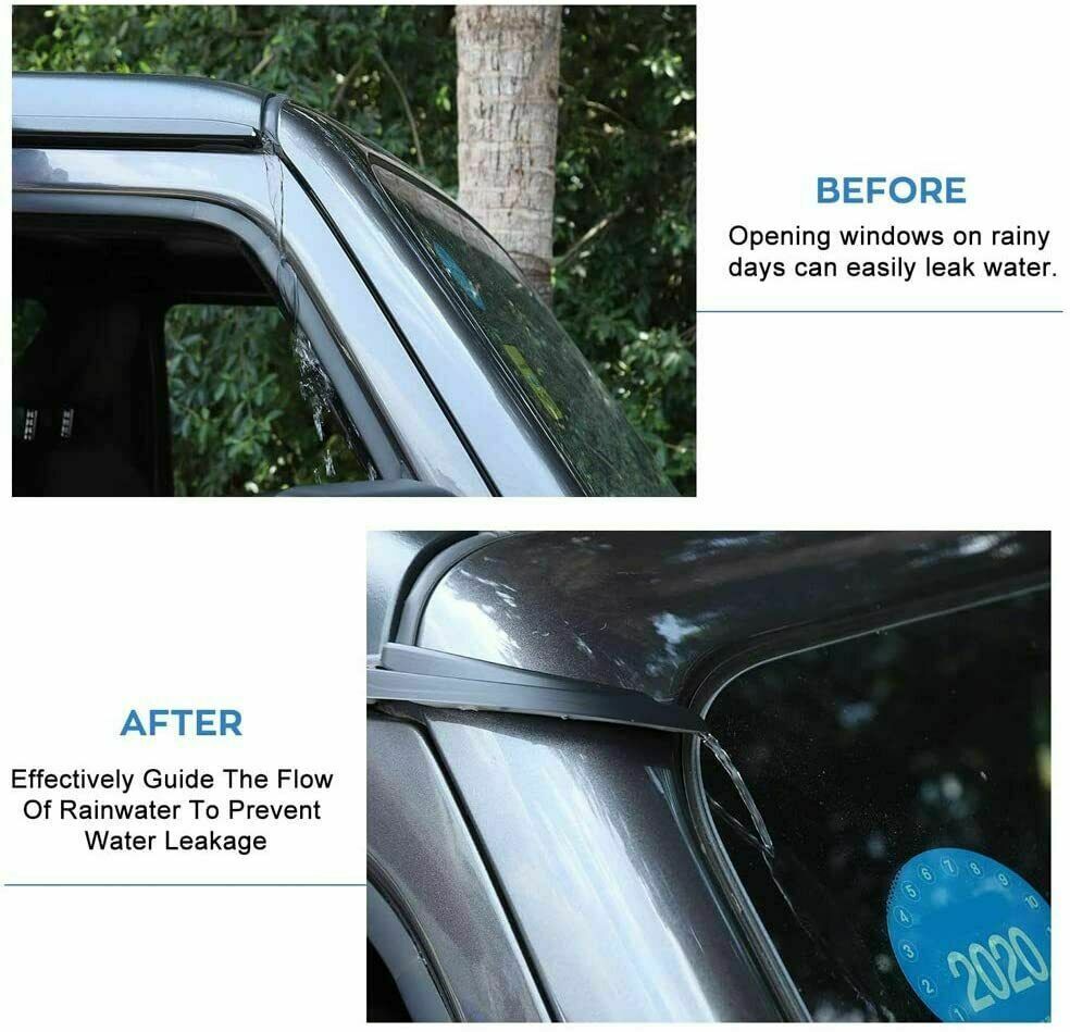 2PCS Water Rain Gutter Extension Car Fit For Jeep Wrangler JL 18-20 Gladiator JT