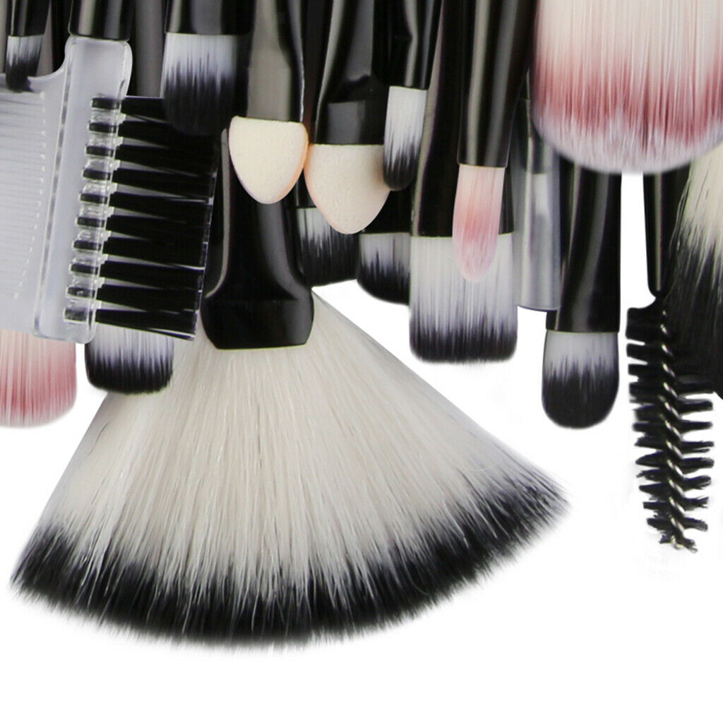25 Pro Dense Makeup Brushes Set Powder Blending Eyelash Lips Brush Kit Black