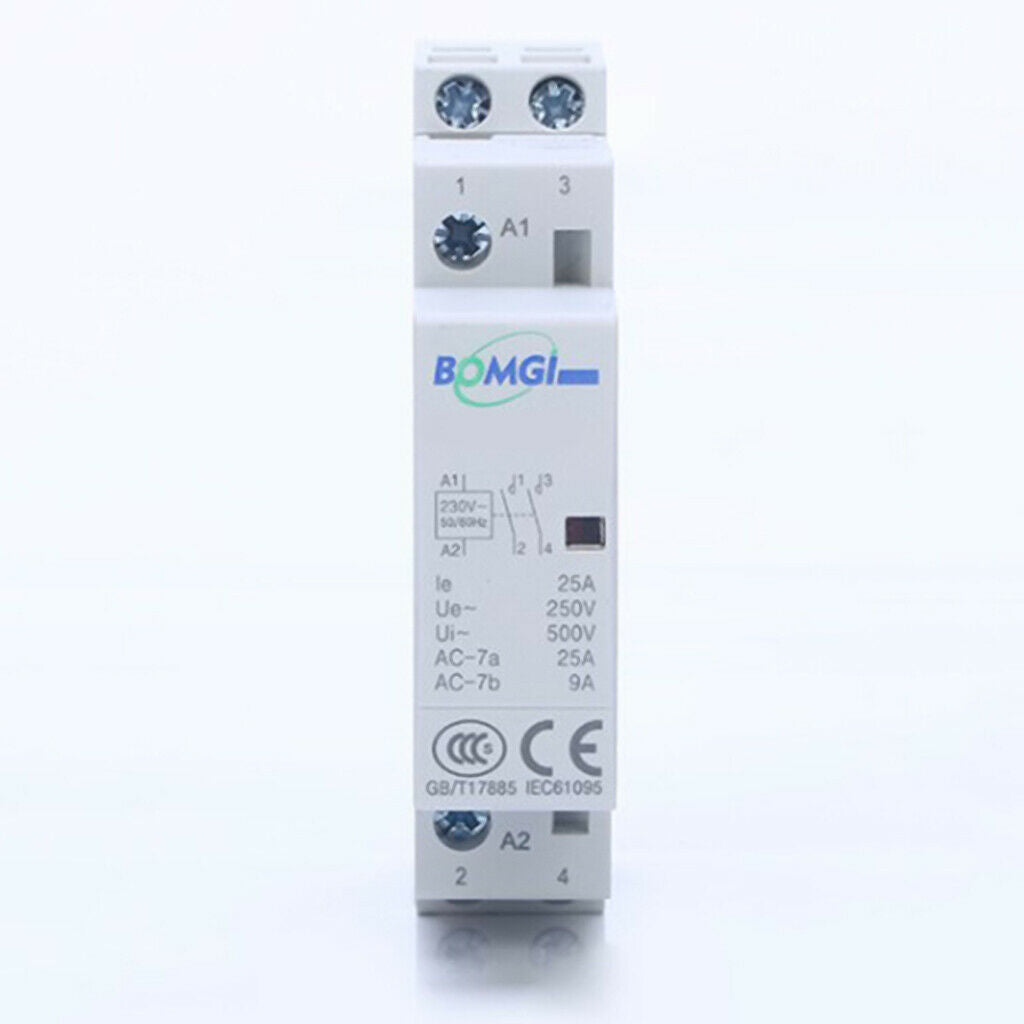 25A 2 Pole Contactor 230V AC 2 Normally Open N/O Modular