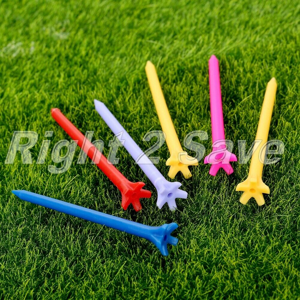 100Pcs 70mm Zero Friction 5 Prong Assorted Color Plastic Golf Tees Tool Practice