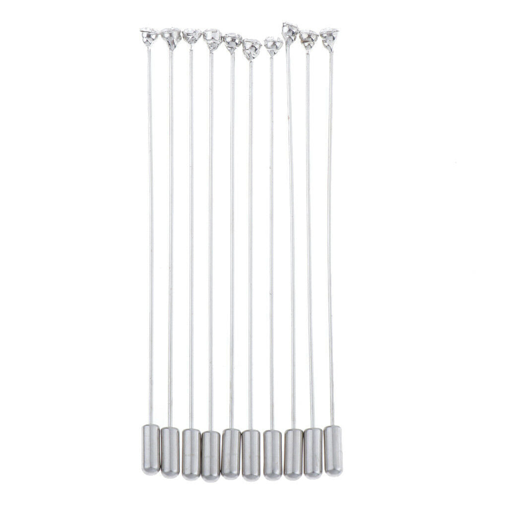10pcs Diamante Brooch Collar Stick Breastpin Lapel Pin Suit Dress Accessory