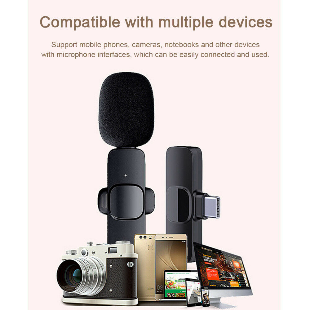 Wireless Lavalier Microphone Audio Video Recording Mini Mic for Live broadcast