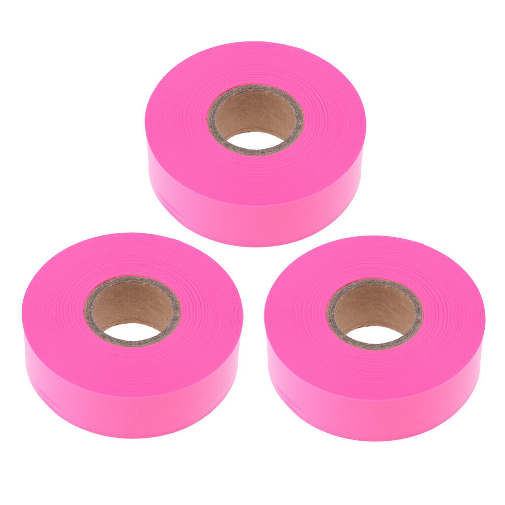 Pack of 3 Pink Color Hunting Hiking Flagging Mark Ribbon 45m.L x 10in.W