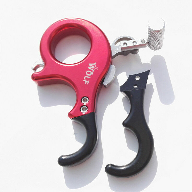 Archery Release Aids 3 or 4 Finger Grip Compound Bow Thumb Caliper Trigger Red
