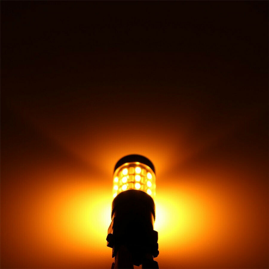 2 Pcs 360 Degree 1157 4014 White DRL Amber Switchback LED Turn Signal Light Bulb