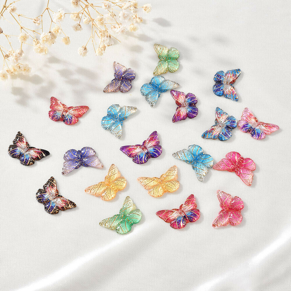 10 Butterfly Pendants Colourful Enamel Charm Animal DIY Jewellery Making