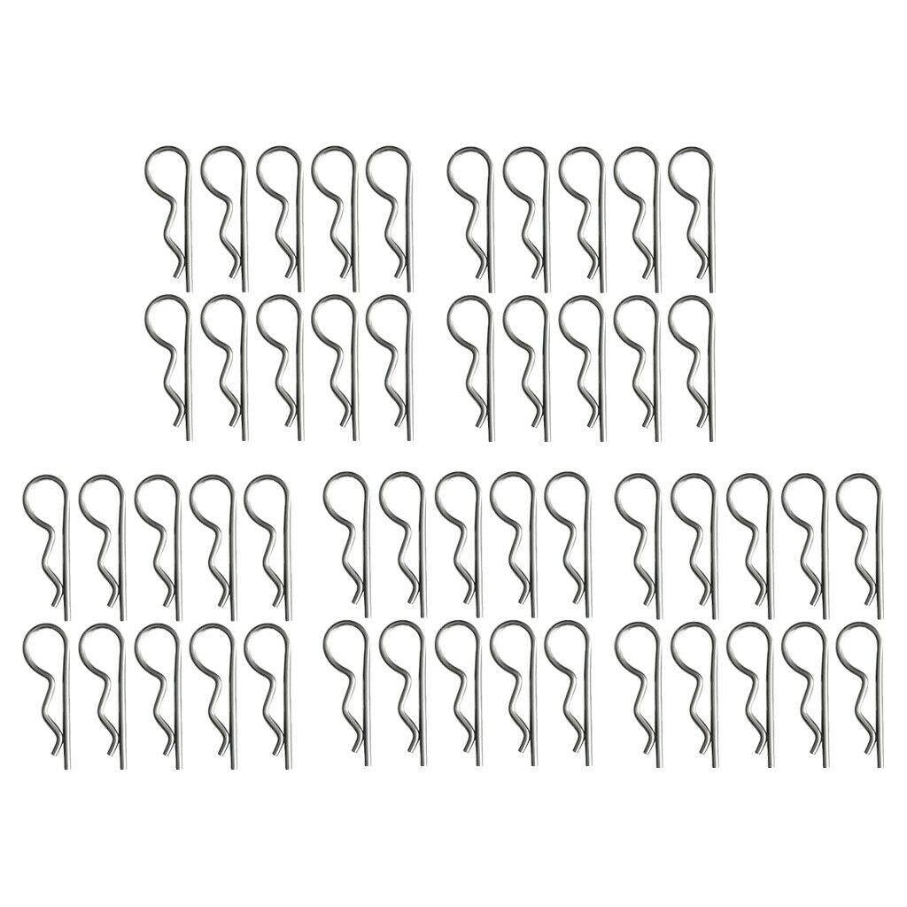 50 Pieces Marine Stainless Steel R Retaining Clip Spring Cotter Pin 1.2x22mm