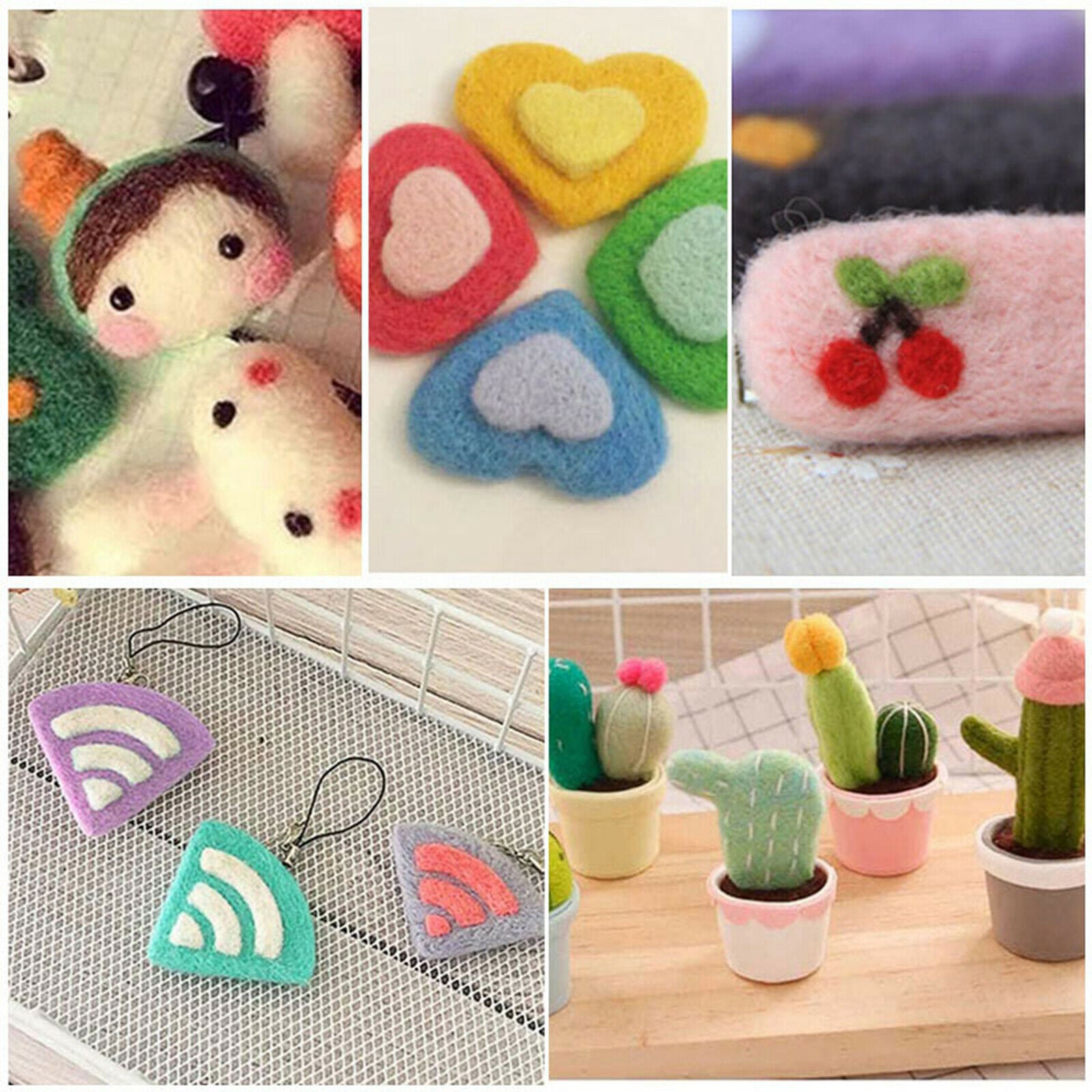 DIY Felting Needle Wood Handle with 8 Needles Wool Felt Stitch Punch Tool