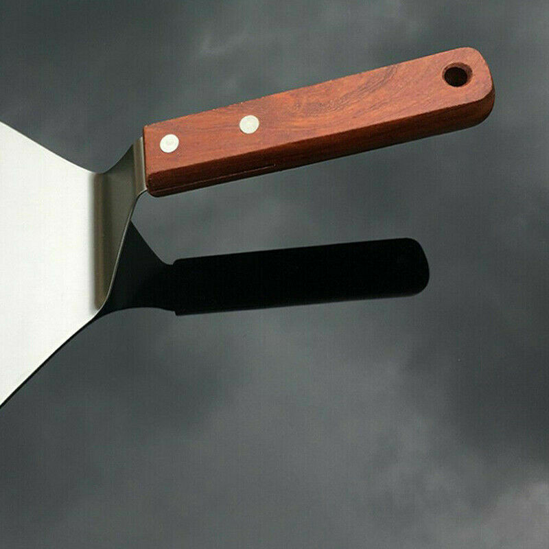 13inch Round Wooden Handle Stainless Steel Cake Pizza Shovel Kitchen Baking Tool