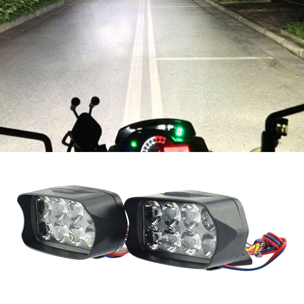 Motorbike 6500K 8 LEDs Double Auxiliary Headlights Spotlight Super Bright