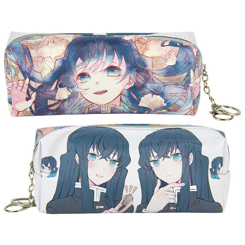 Demon Slayer Kimetsu no Yaiba Tokitou Muichirou PU Leather Pencil Pen Case Bag C