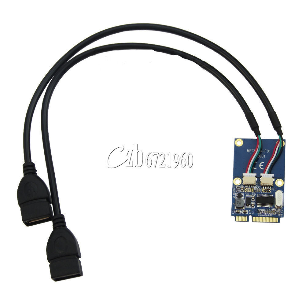 Mini PCI-E PCIe to USB Adapter mPCIe to 5 Pin 2 Ports Dual USB2.0 Converter Card