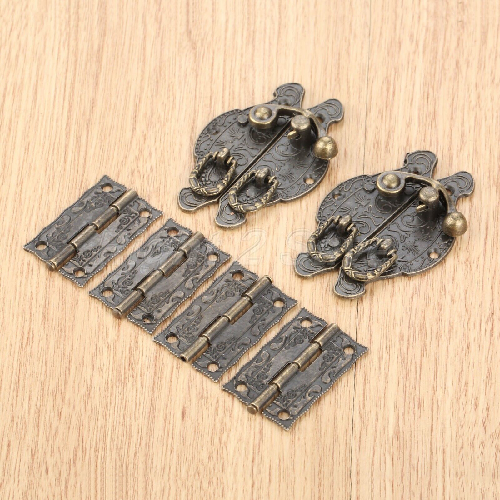 59*39mm Unique Amboss Suitcase Jewelry Box Latch Clasps Trinket w/ 4pcs Hinges