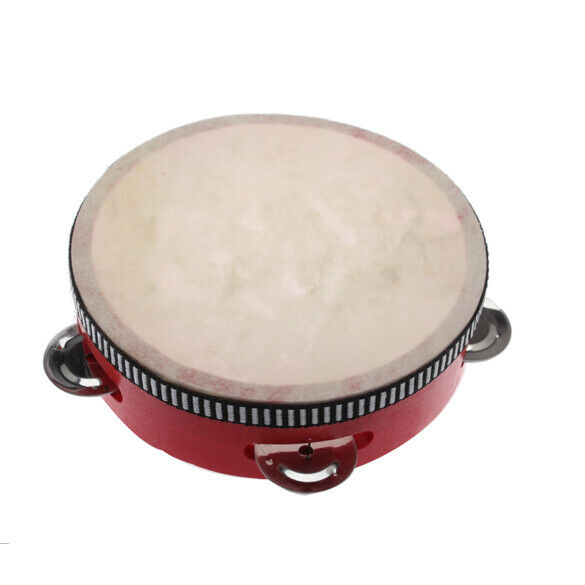 Educational Red  Musical Tambourine Beat Instrument Hand Drum Children  @
