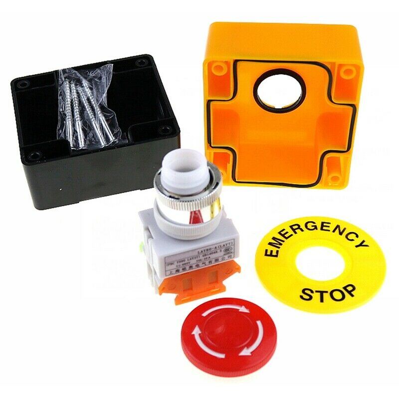 2Pcs Red Mushroom Emergency Stop Shut Off Push Button Switch No + Nc 22Mm Cnc L7