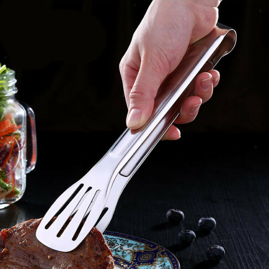 Stainless Steel Tongs BBQ Kitchen Cooking Food Serving Utensil Tongs 24x4.5cm,