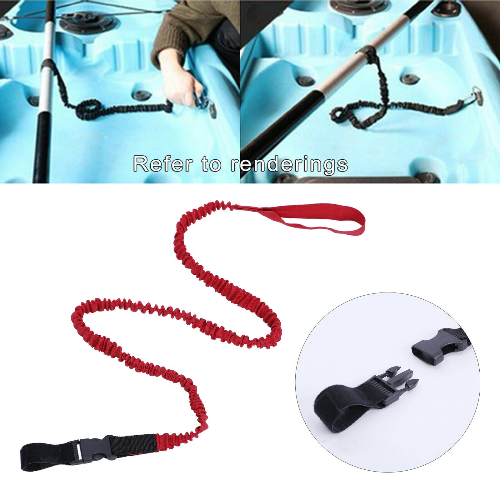 Kayak Paddle Leash Elastic Coiled Bungee Fishing Rod Holder Kayaking Canoe