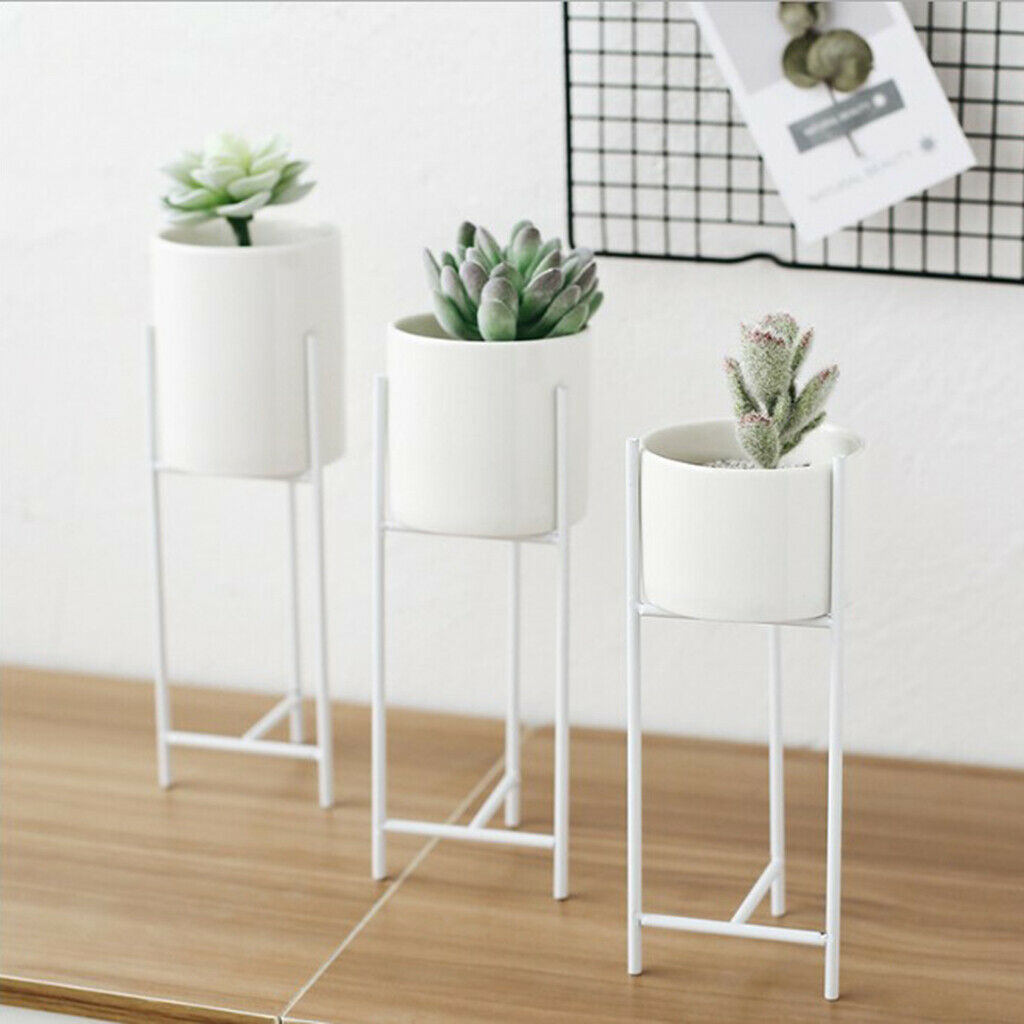 2pcs Minimalism Garden Planter Flowerpot with Iron Stand Plant Containers