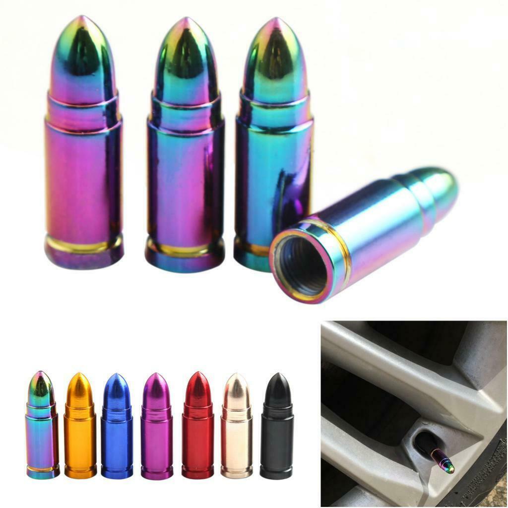 4Pcs Auto Motorcycle Bullet Aluminum Tire Valve Stem Caps Colorful
