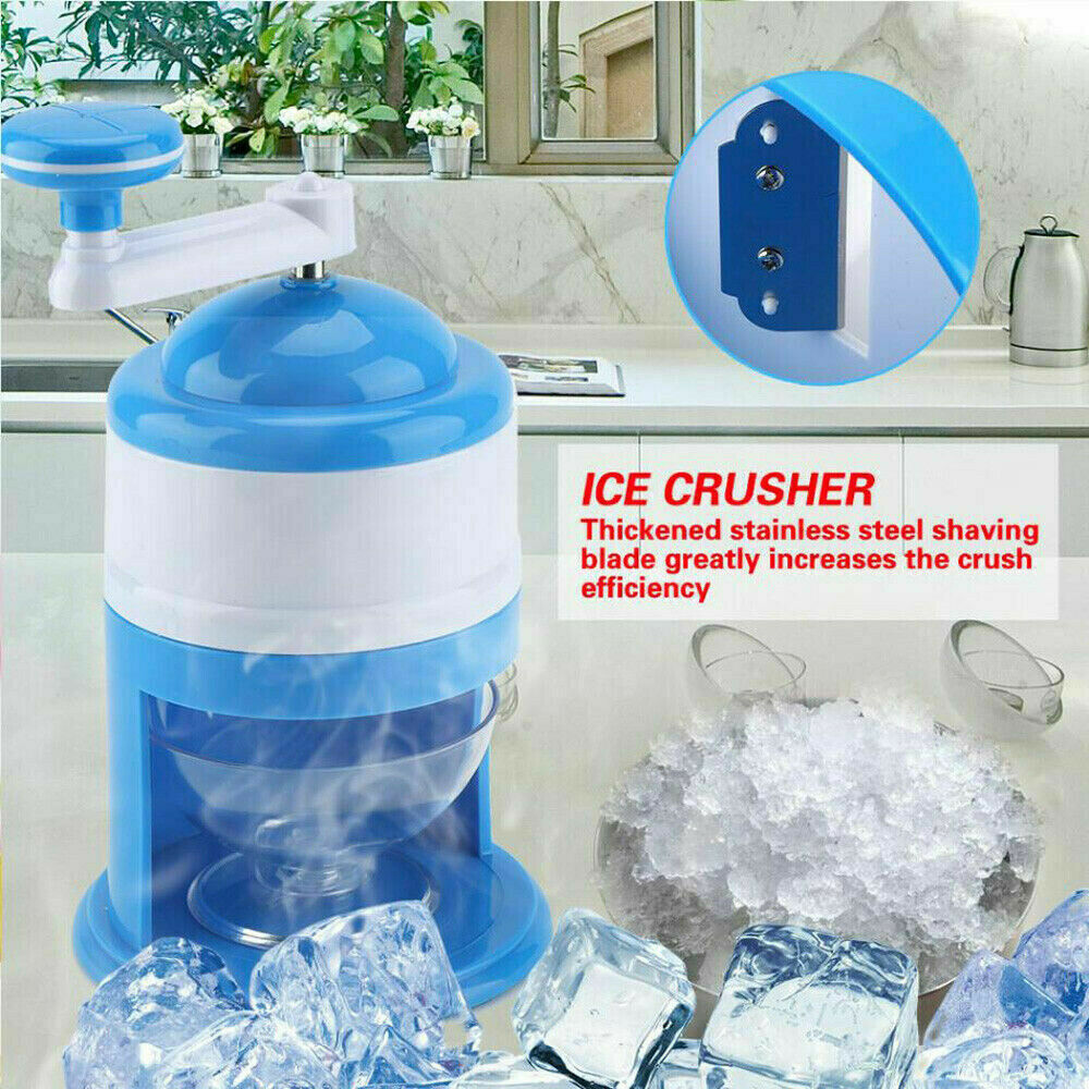 Portable Crank Ice Crusher Shaver Block Shaving Machine Manual Snow Cone Shaved