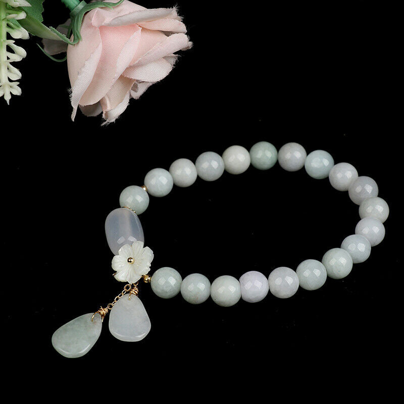 Natural Jade Emerald Agate Beads Bracelet Adjustable Bangle Charm BraceletBDAU