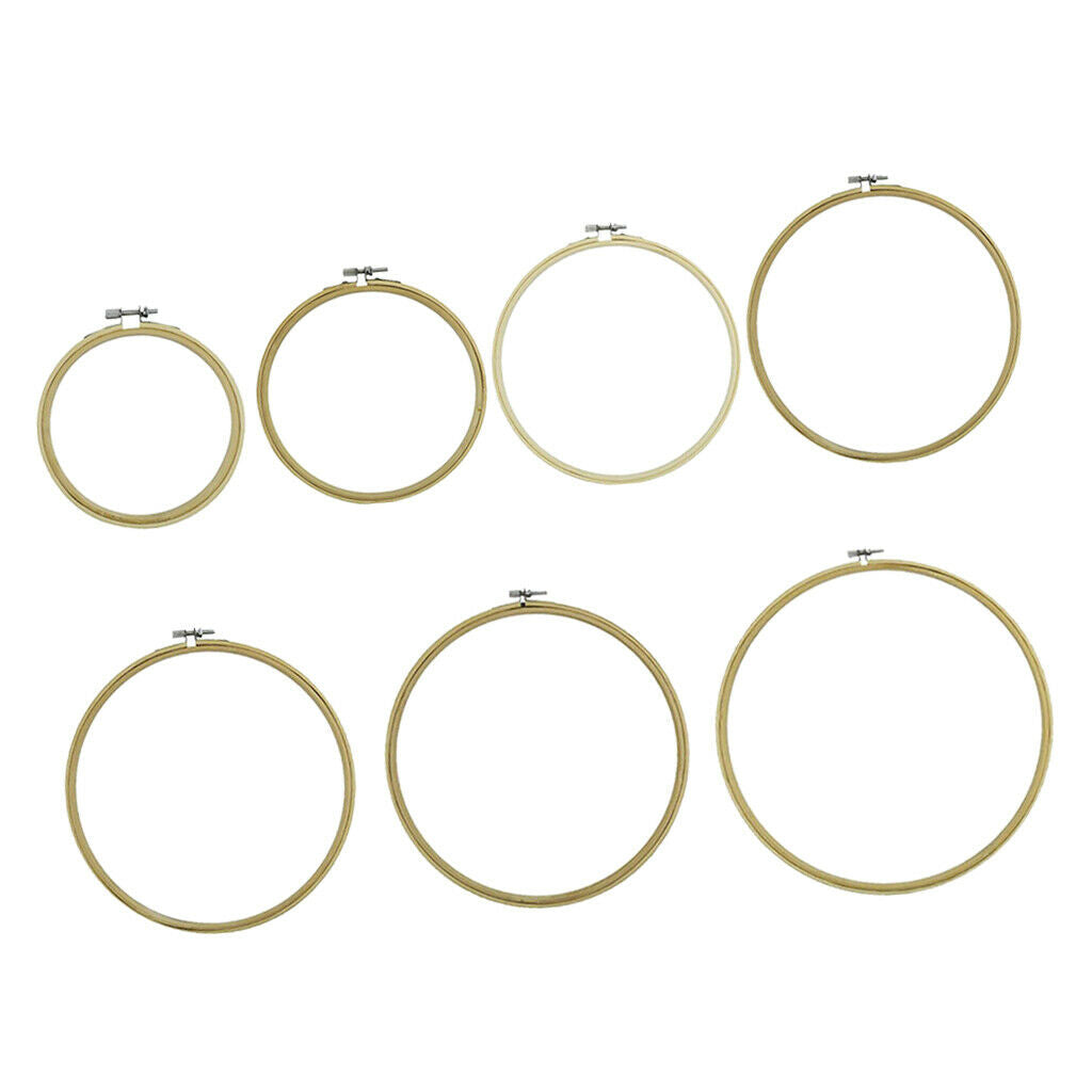 2Pcs 100% Bamboo Embroidery Hoop Cross Stitch Circle Frame Ring Needlework