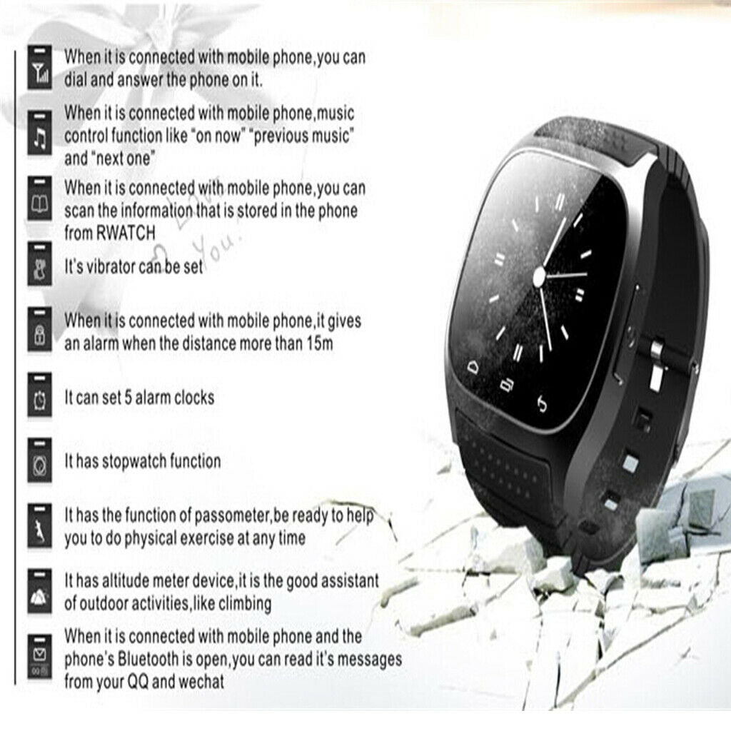 M26 Smart Watch Braclet Daily waterproof LED Display for iOS for Android